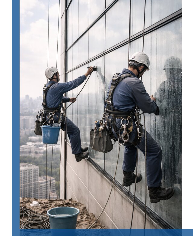 Профессиональная мойка фасадных окон альпинистами в Лесне