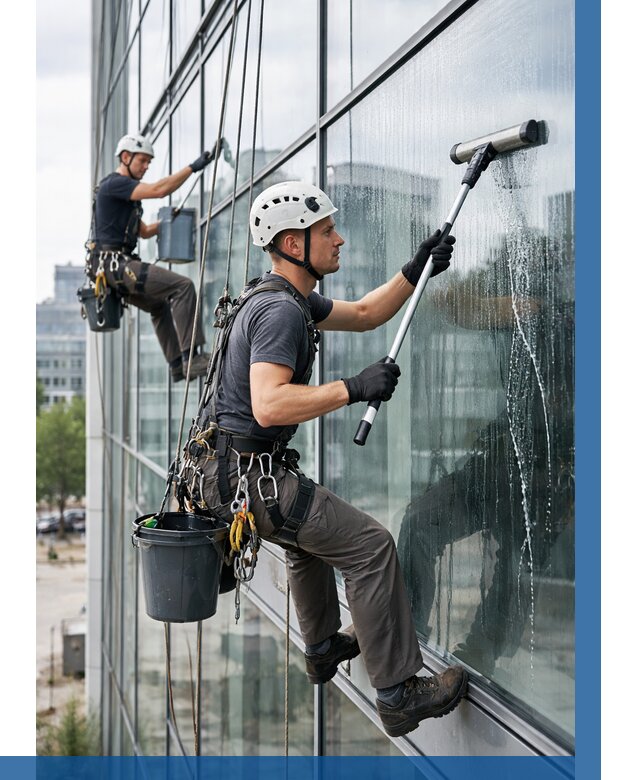 Мойка витражей альпинистами в Лесне от 728 р. под ключ|ВЫСОТНИК-Лсн