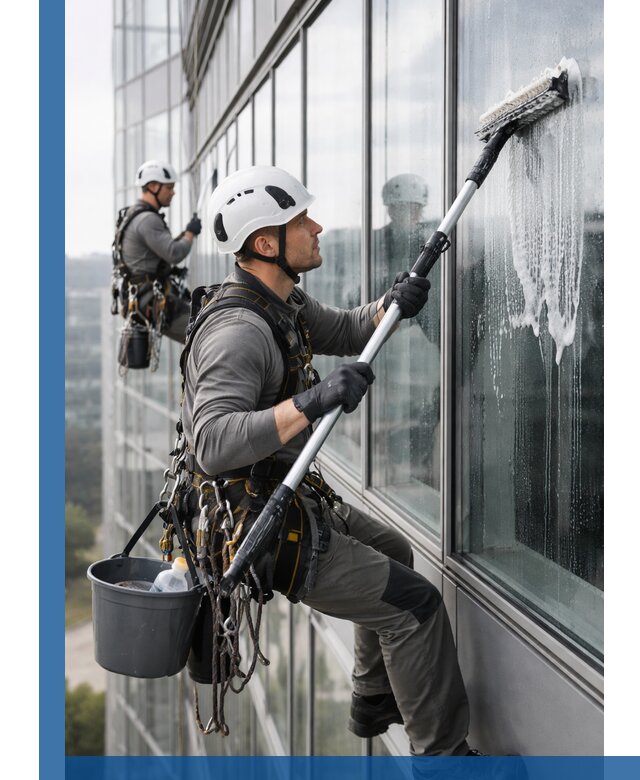 Высотная мойка сплошного остекления с выездом в Лесне