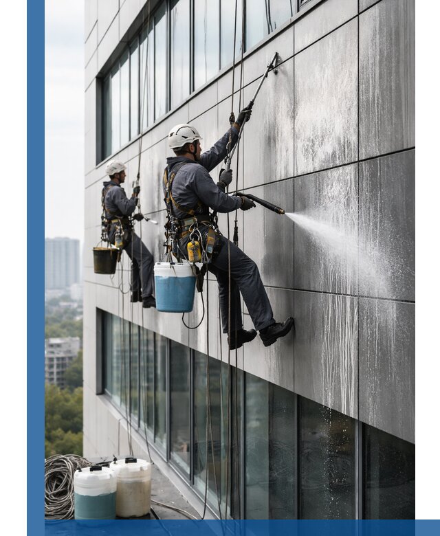 Профессиональная мойка вентилируемых фасадов в Лесне