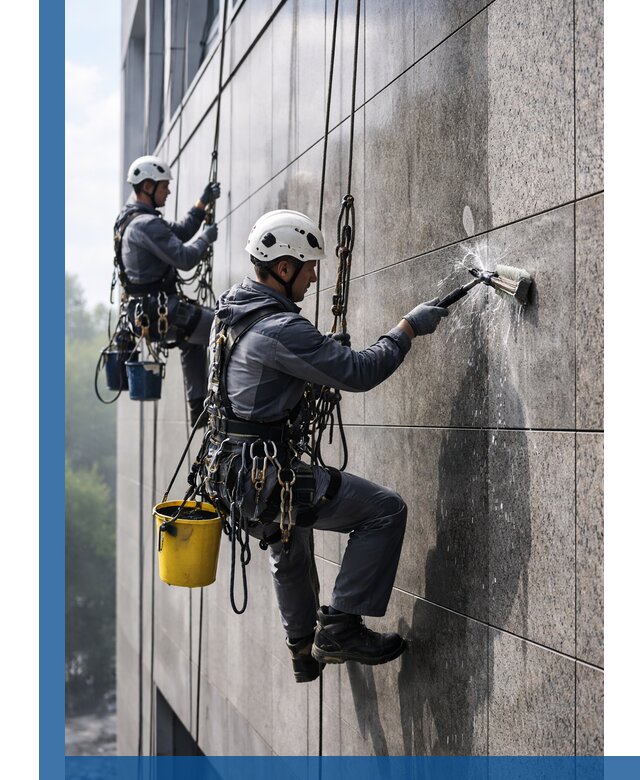 Профессиональная мойка фасада из керамогранита в Лесне