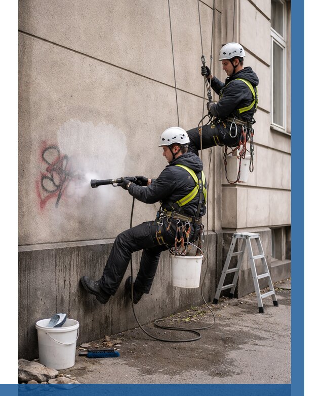 Удаление граффити с фасада в Лесне от 4678 р. | ВЫСОТНИК-Лсн