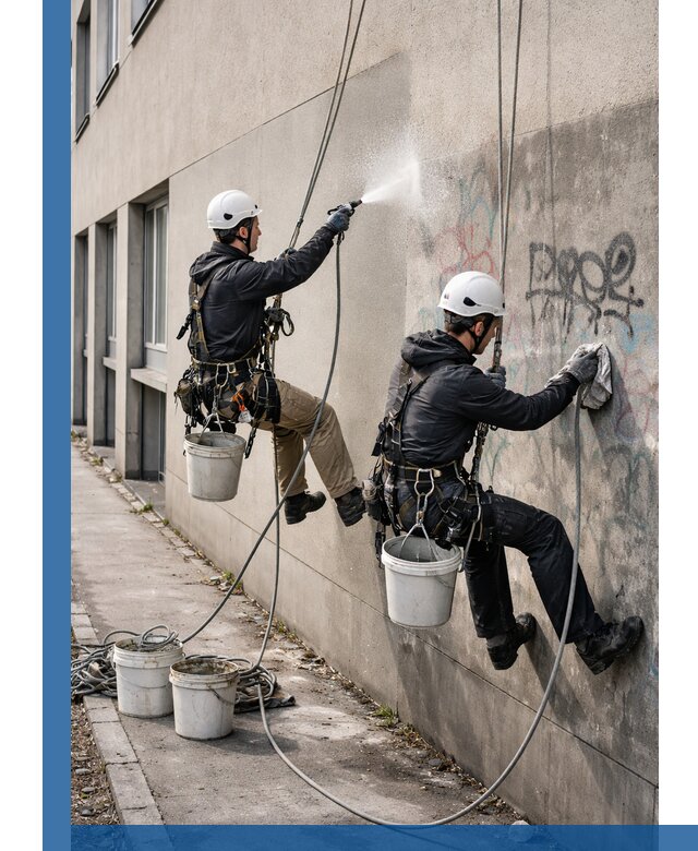 Антиграффити покрытие фасада с защитой от надписей в Лесне