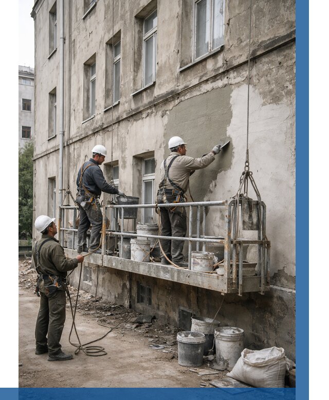 Капитальный ремонт фасада в Лесне от 4366 р. | ВЫСОТНИК-Лсн