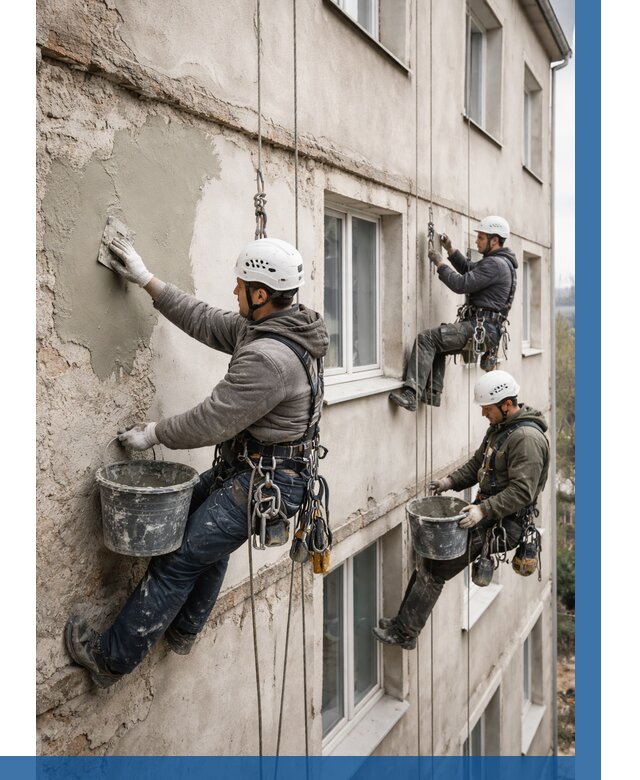 Ремонт штукатурного фасада в Лесне от 780 р. под ключ | ВЫСОТНИК-Лсн