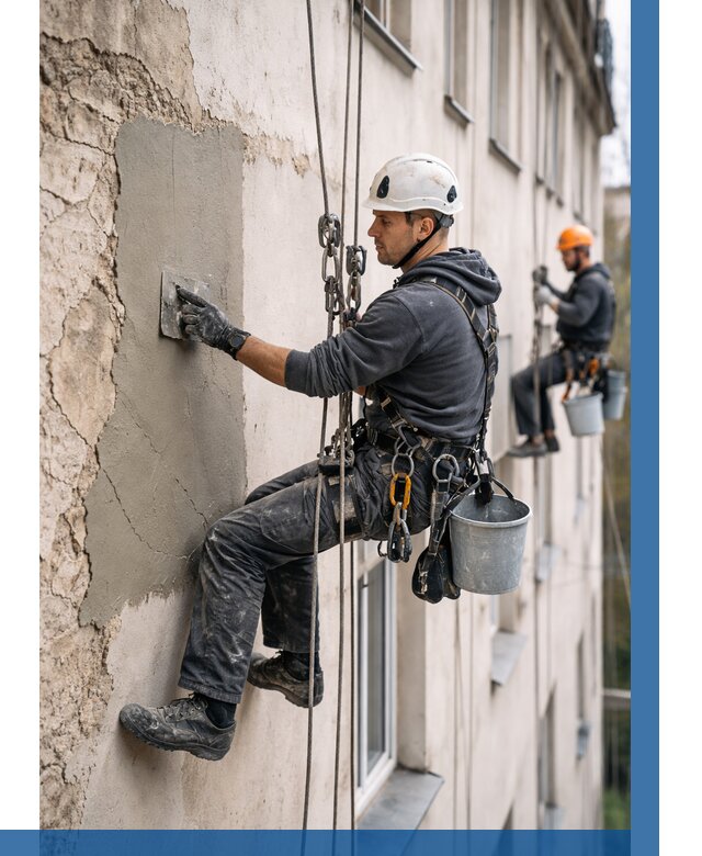 Восстановление штукатурки фасада в Лесне от 1247 р. | ВЫСОТНИК-Лсн