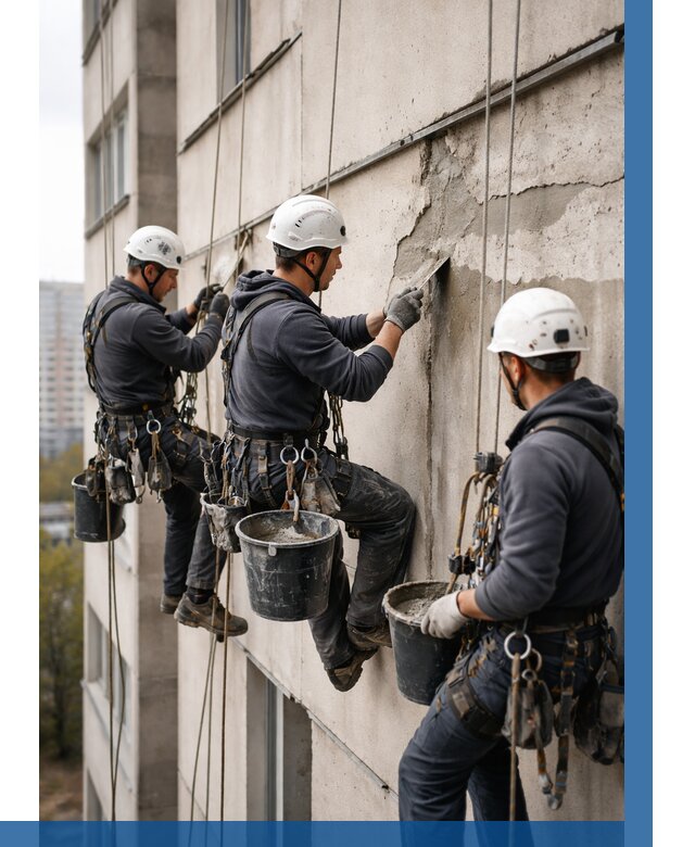 Ремонт бетонных элементов фасада в Лесне от 2599 р. | ВЫСОТНИК-Лсн