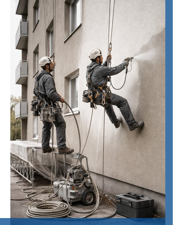 Безвоздушная покраска фасада в Лесне от 229 р/м² | ВЫСОТНИК-Лсн