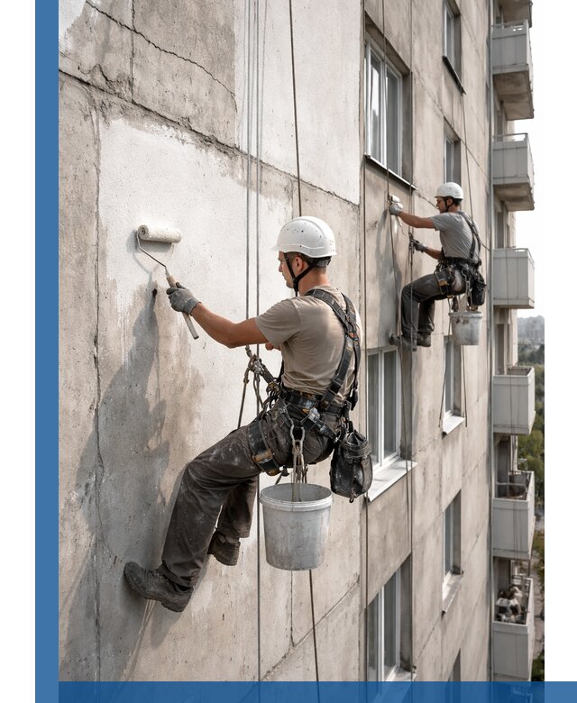 Покраска бетонного фасада в Лесне для жилых и промышленных объектов