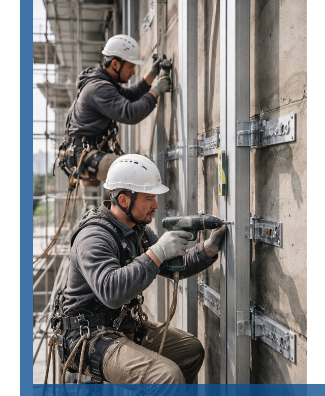 Монтаж и крепление подсистемы вентфасада в Лесне