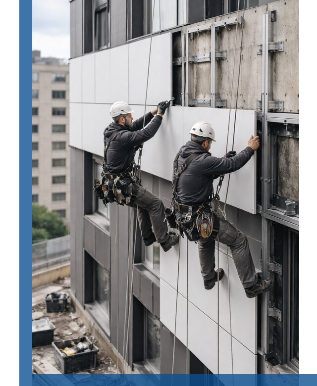 Монтаж композитных панелей фасада в Лесне под ключ