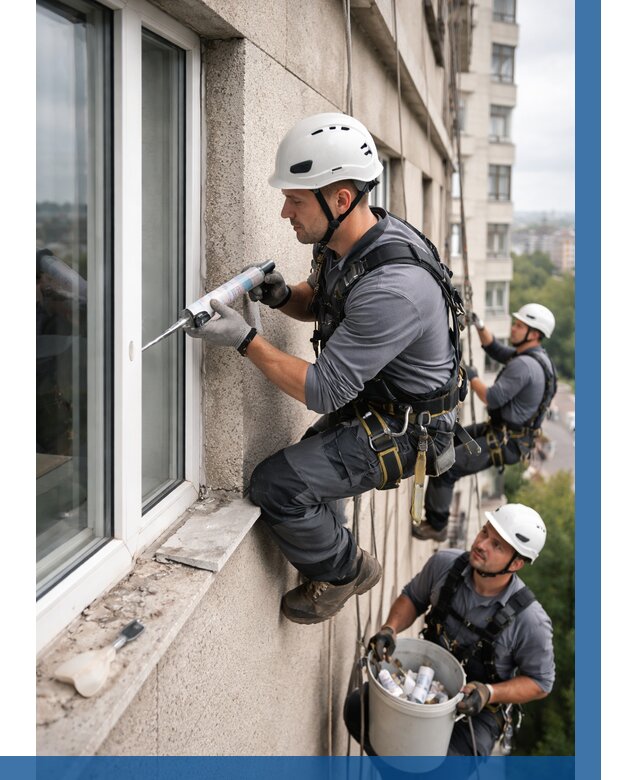 Герметизация оконных швов снаружи в Лесне от 1559 р. | ВЫСОТНИК-Лсн