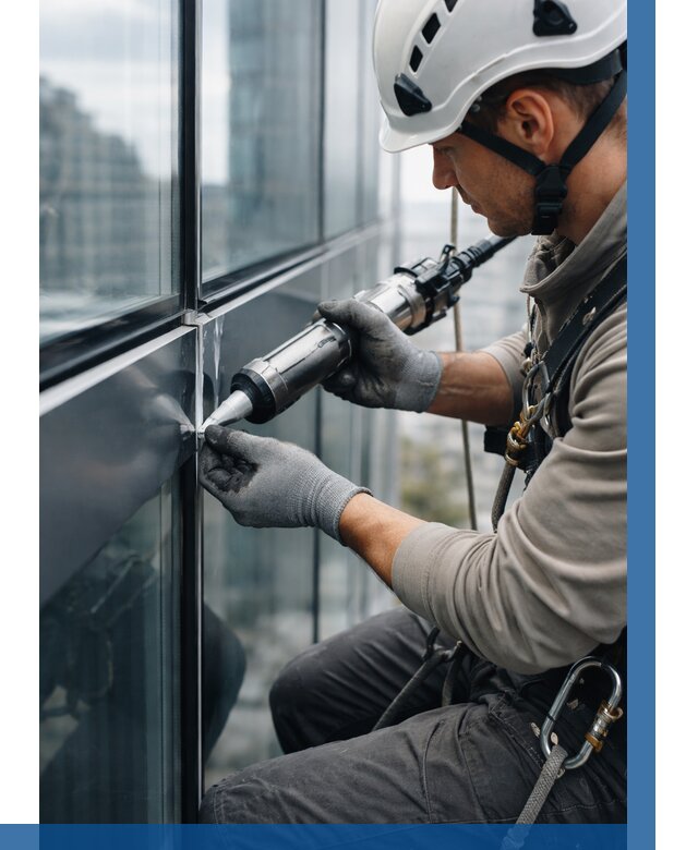 Герметизация стыков витража в Лесне от 1247 р. | ВЫСОТНИК-Лсн