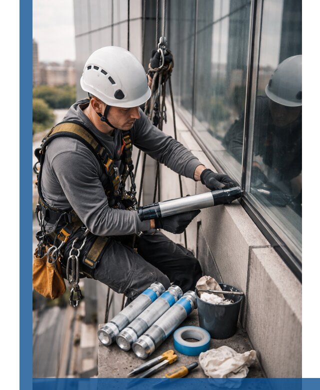 Герметизация стыков витража в Лесне для герметичных фасадов