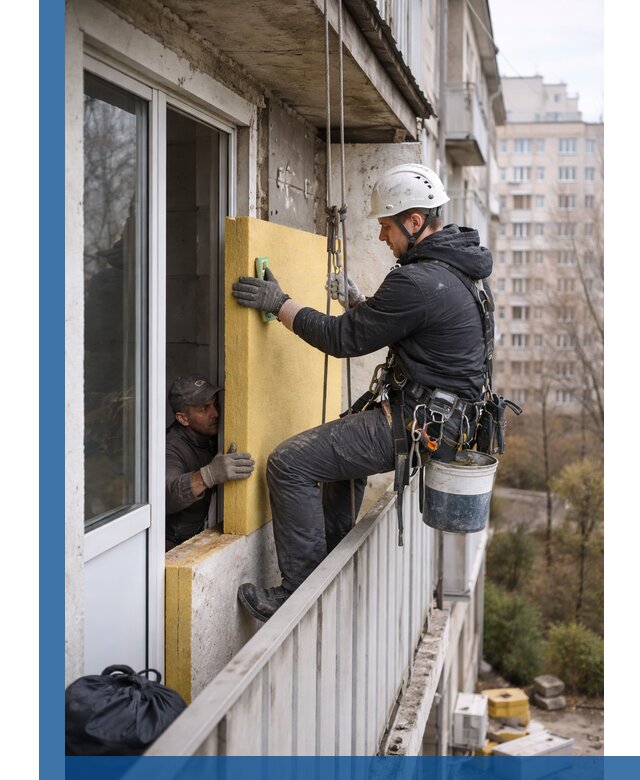 Профессиональное утепление балкона снаружи в Лесне под ключ