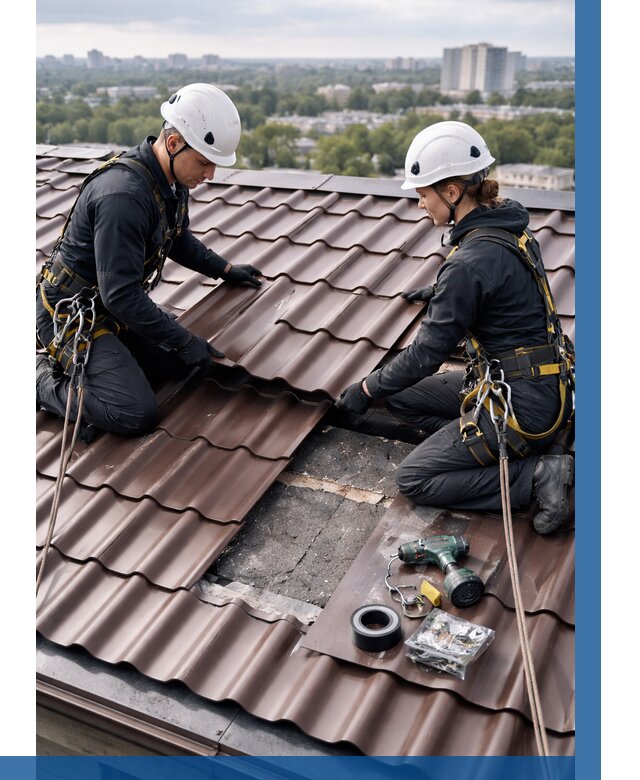 Ремонт металлочерепицы на крыше в Лесне от 936 р. | ВЫСОТНИК-Лсн