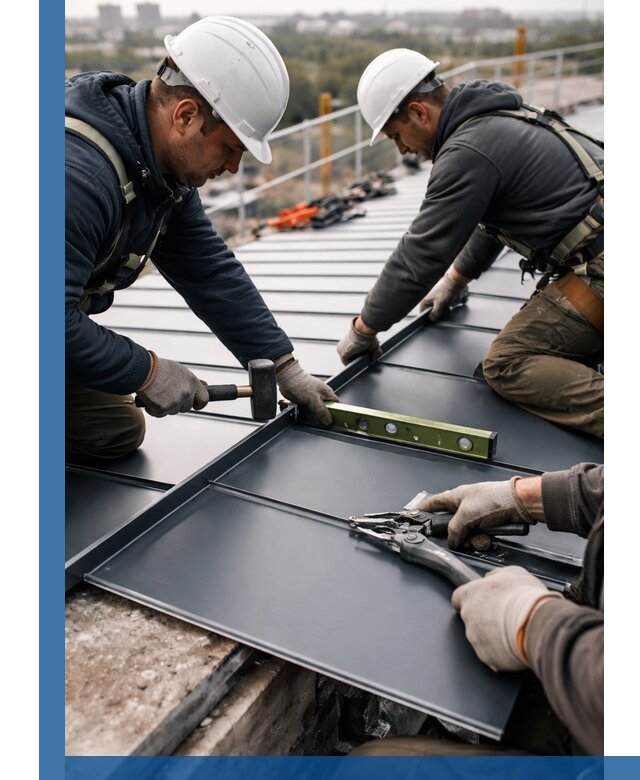 Монтаж фальцевой кровли в Лесне для промышленных зданий