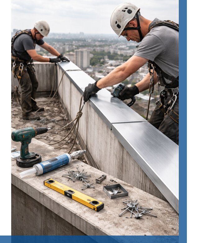 Монтаж парапетных крышек в Лесне от 832 р. | ВЫСОТНИК-Лсн