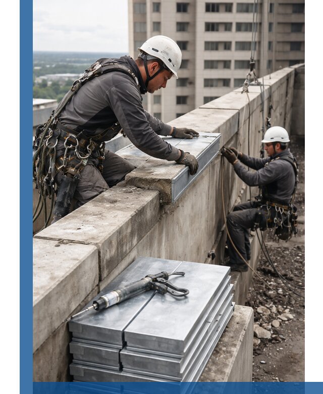 Замена парапетных крышек и установка новых в Лесне