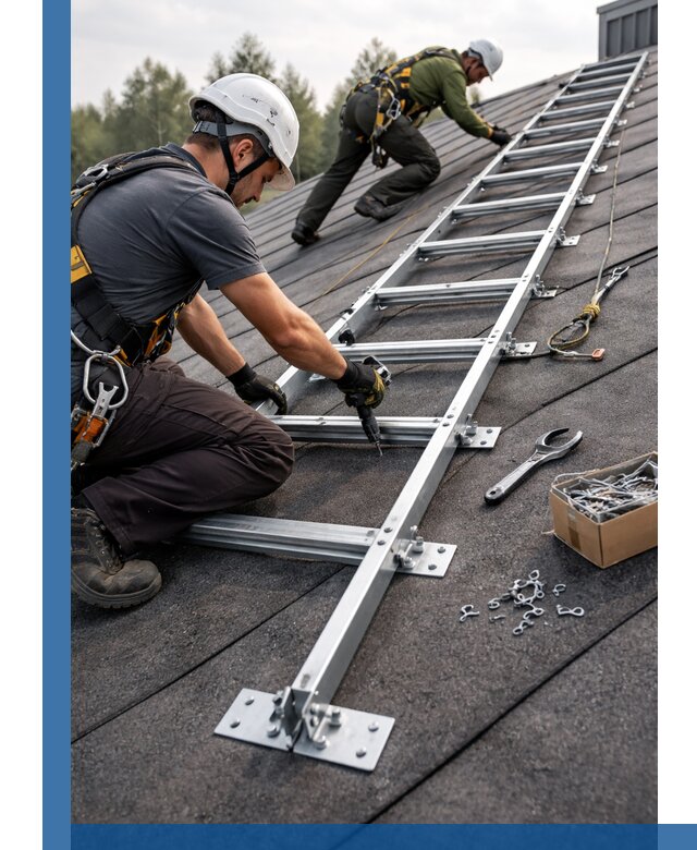 Профессиональный монтаж кровельной лестницы в Лесне под ключ