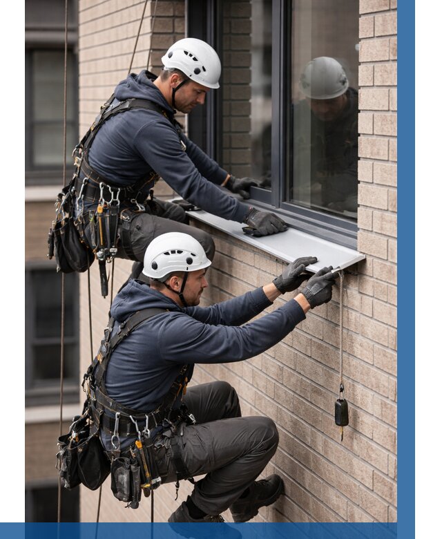 Монтаж оконных отливов под ключ в Лесне от 3638 р. | ВЫСОТНИК-Лсн