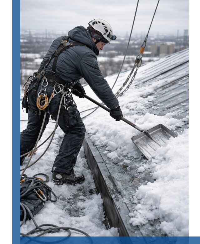 Профессиональная очистка кровли от снега и наледи в Лесне