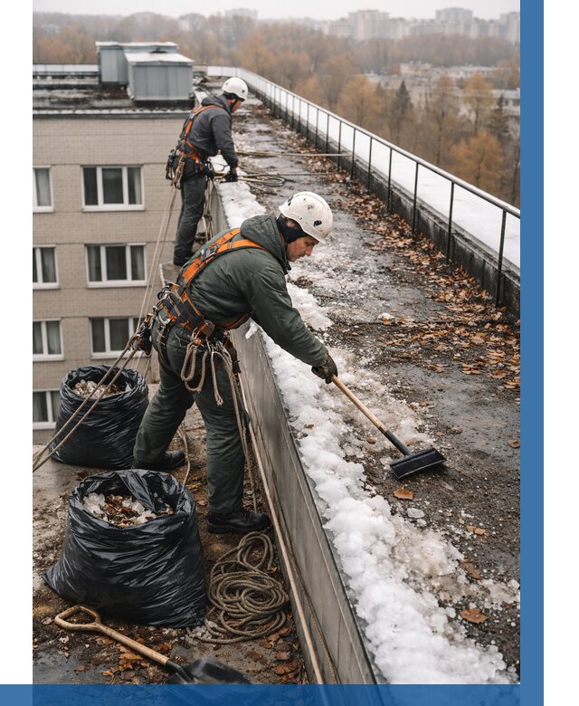 Очистка кровли по периметру в Лесне от 572 р. | ВЫСОТНИК-Лсн