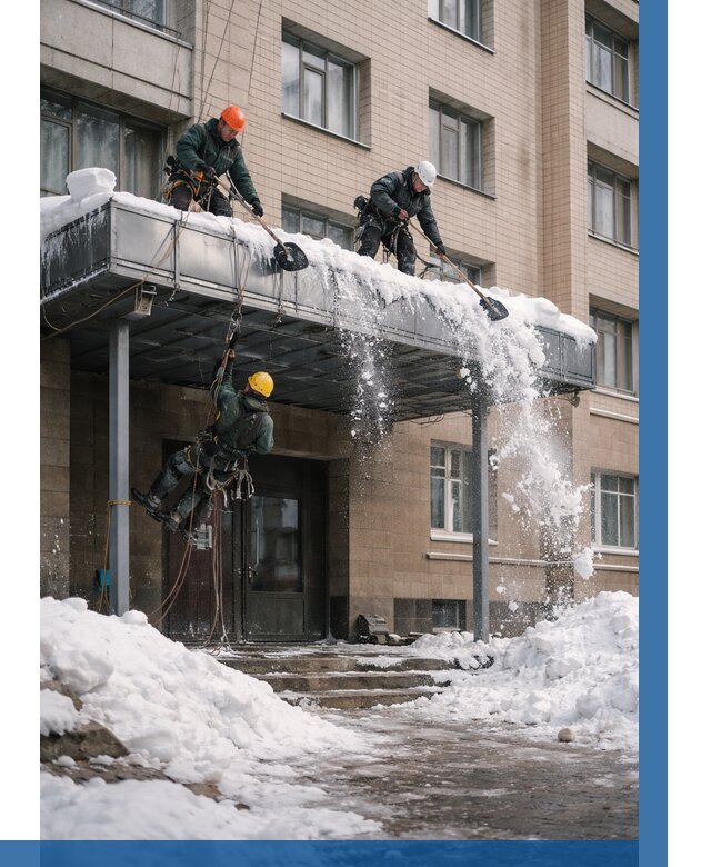 Очистка козырьков от снега в Лесне от 3638 р. | ВЫСОТНИК-Лсн