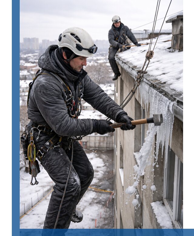 Сбивание и удаление сосулек с крыши в Лесне безопасно