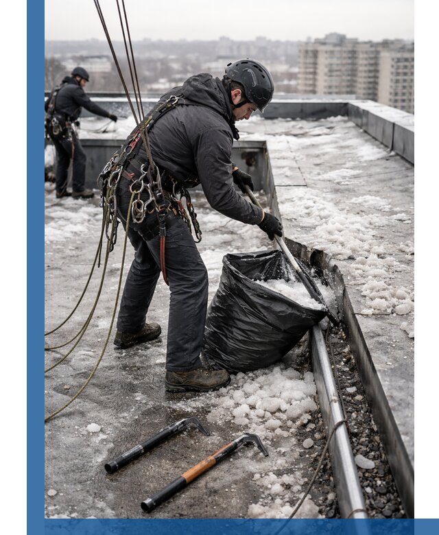 Аварийная очистка кровли в Лесне от промальпинистов