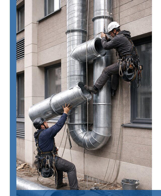 Монтаж фасадных воздуховодов в Лесне с герметизацией и крепежом