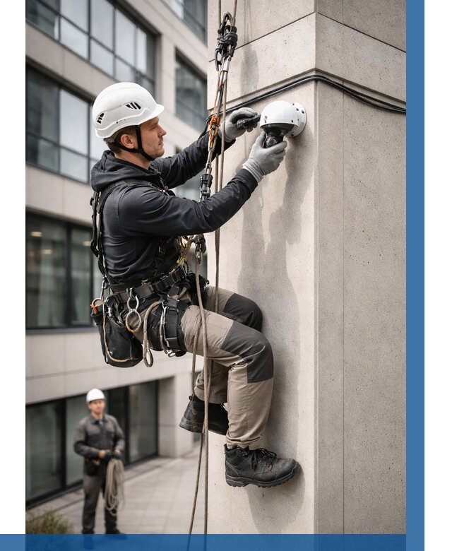 Монтаж камер видеонаблюдения на фасаде в Лесне от 8836 р.-ВЫСОТНИК-Лсн