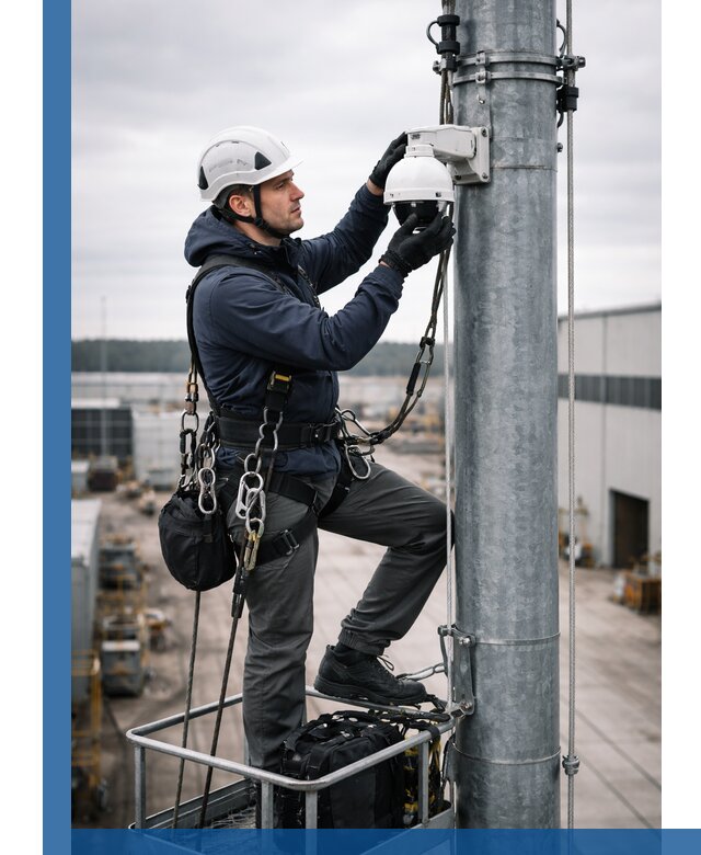 Профессиональная установка видеокамер на мачте в Лесне