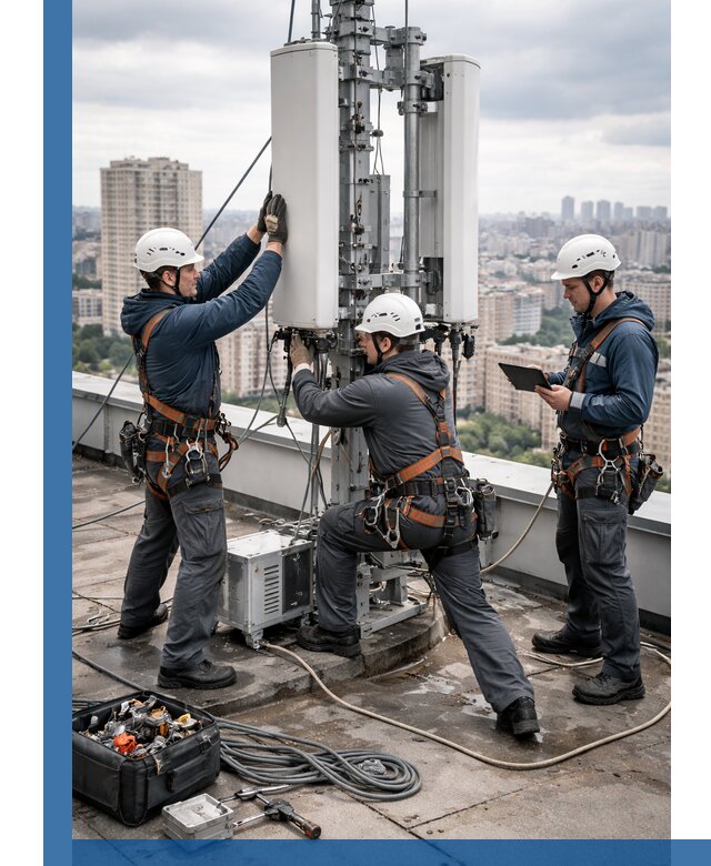 Монтаж антенн связи на крыше в Лесне с вводом в эксплуатацию