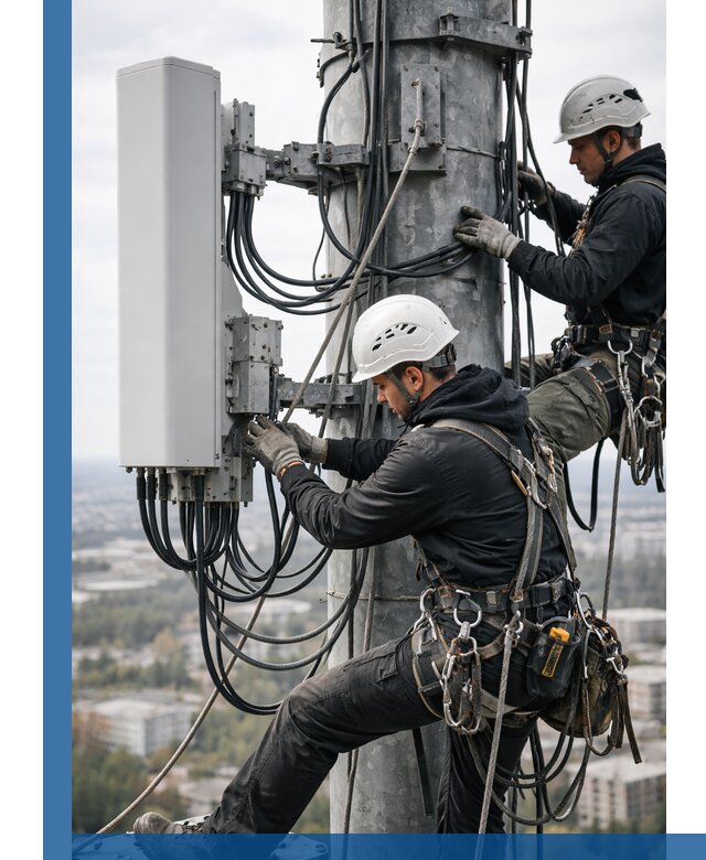 Монтаж оборудования связи на мачте в Лесне с пусконаладкой