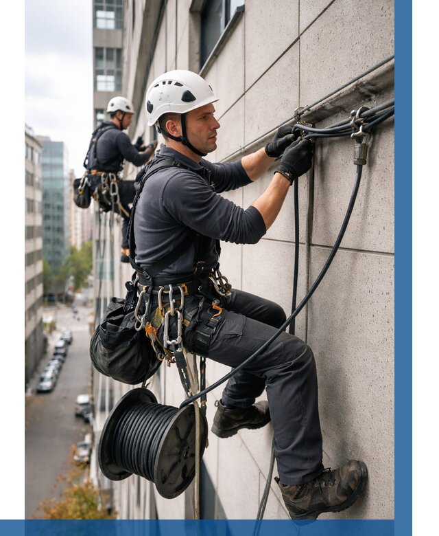 Прокладка кабеля по фасаду в Лесне от 364 р. | ВЫСОТНИК-Лсн