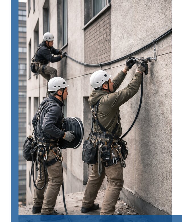 Прокладка кабеля по фасаду в Лесне, профессиональный монтаж