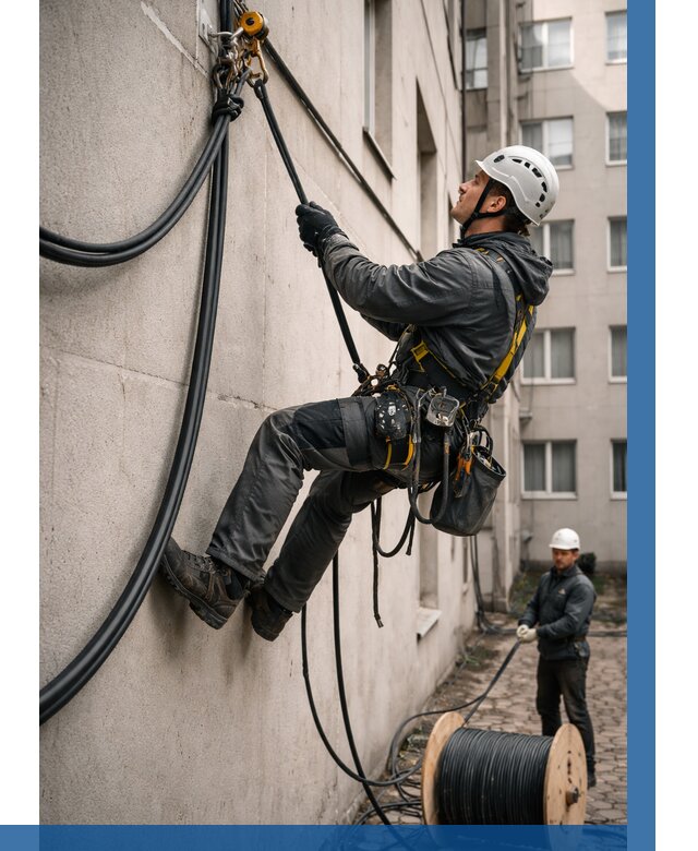 Протяжка кабеля питания на высоте в Лесне от 468 р. | ВЫСОТНИК-Лсн