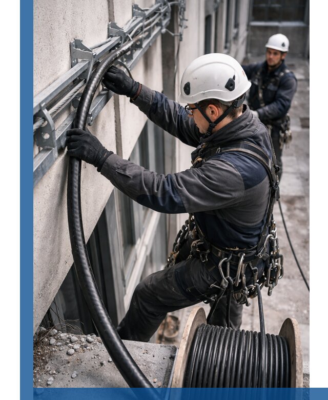 Протяжка кабеля питания на высоте в Лесне с гарантией безопасности и качества