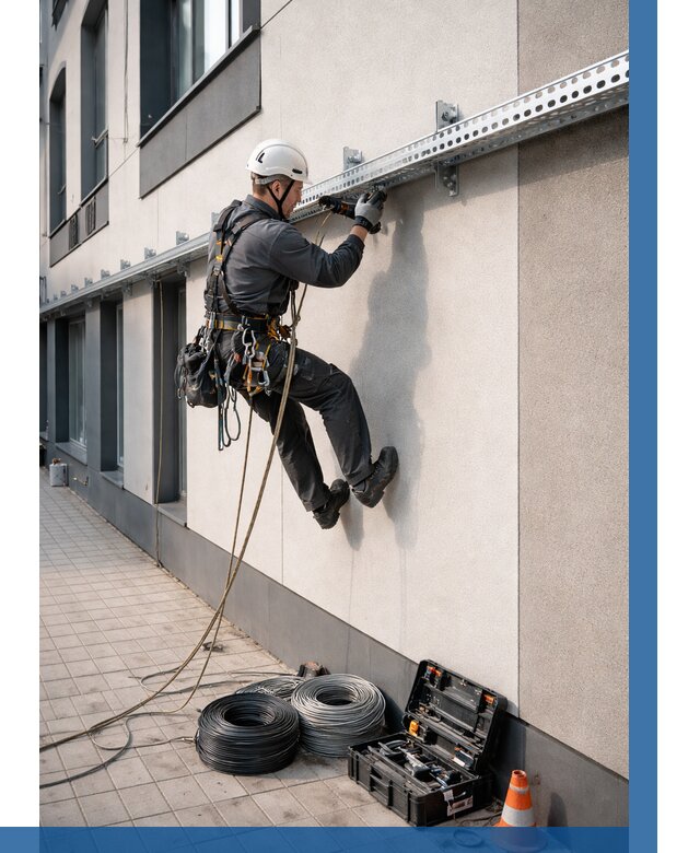 Монтаж кабельных лотков на фасаде в Лесне от 1247 р. | ВЫСОТНИК-Лсн