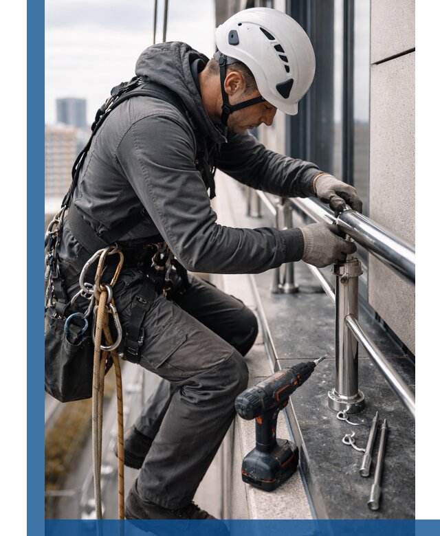 Монтаж ограждений на высоте в Лесне для зданий и конструкций