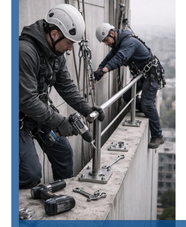 Монтаж перил на высоте в Лесне для жилых и промобъектов