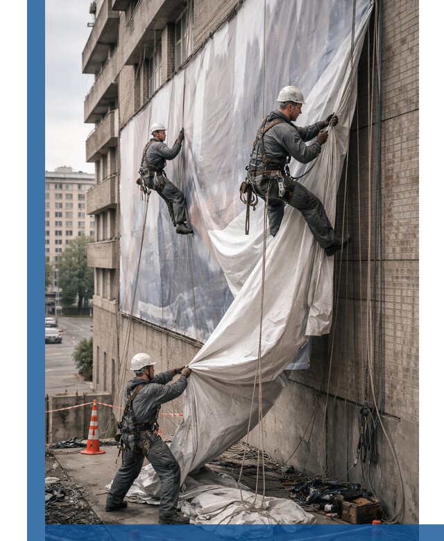 Демонтаж баннеров с фасада в Лесне оперативно и безопасно