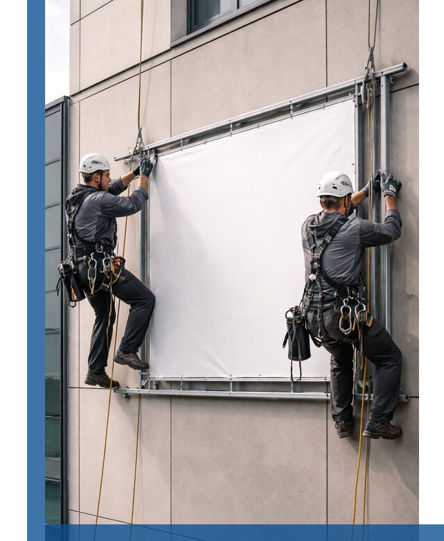 Монтаж наружной рекламной вывески в Лесне под ключ