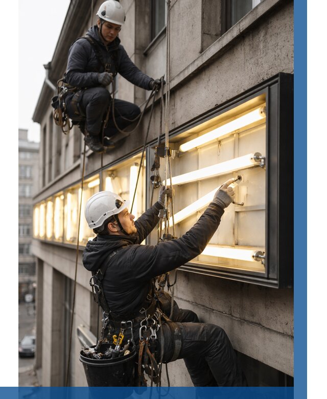 Замена ламп в вывеске в Лесне под ключ от 3638 р. | ВЫСОТНИК-Лсн