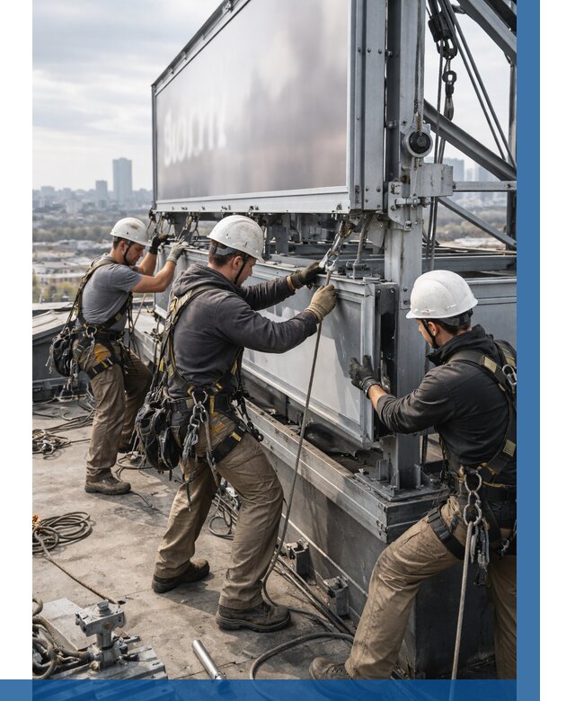 Монтаж крышной рекламной конструкции в Лесне от 62370 р.|ВЫСОТНИК-Лсн