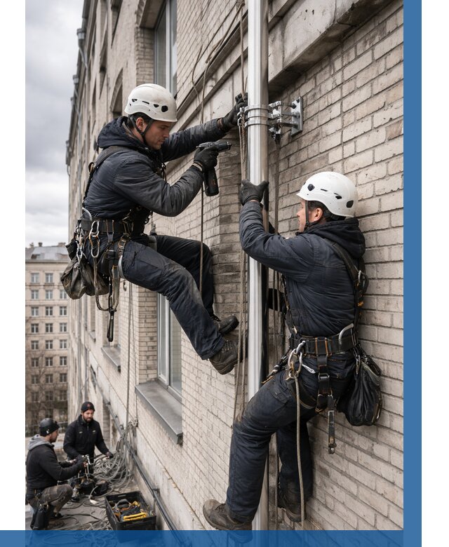 Монтаж флагштока на здании в Лесне от 6757 р. | ВЫСОТНИК-Лсн