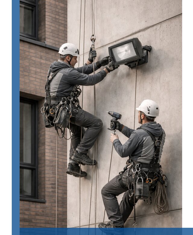 Профессиональный монтаж фасадных прожекторов в Лесне под ключ