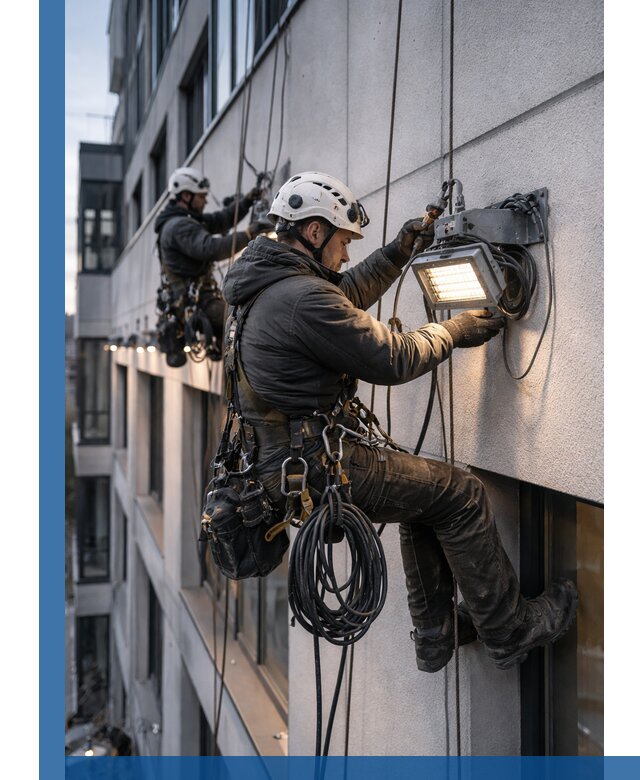 Монтаж фасадного освещения в Лесне установка и подключение