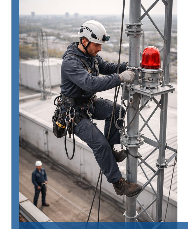 Монтаж заградительных огней и обслуживание объектов в Лесне